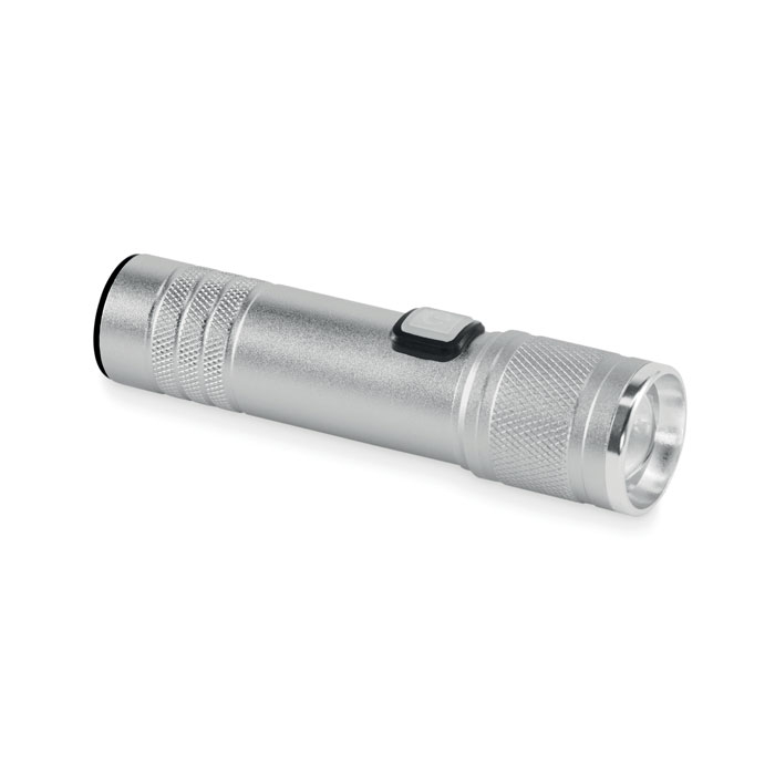 Lampe torche COB en aluminium recyclé personnalisable Flashra Argent mat